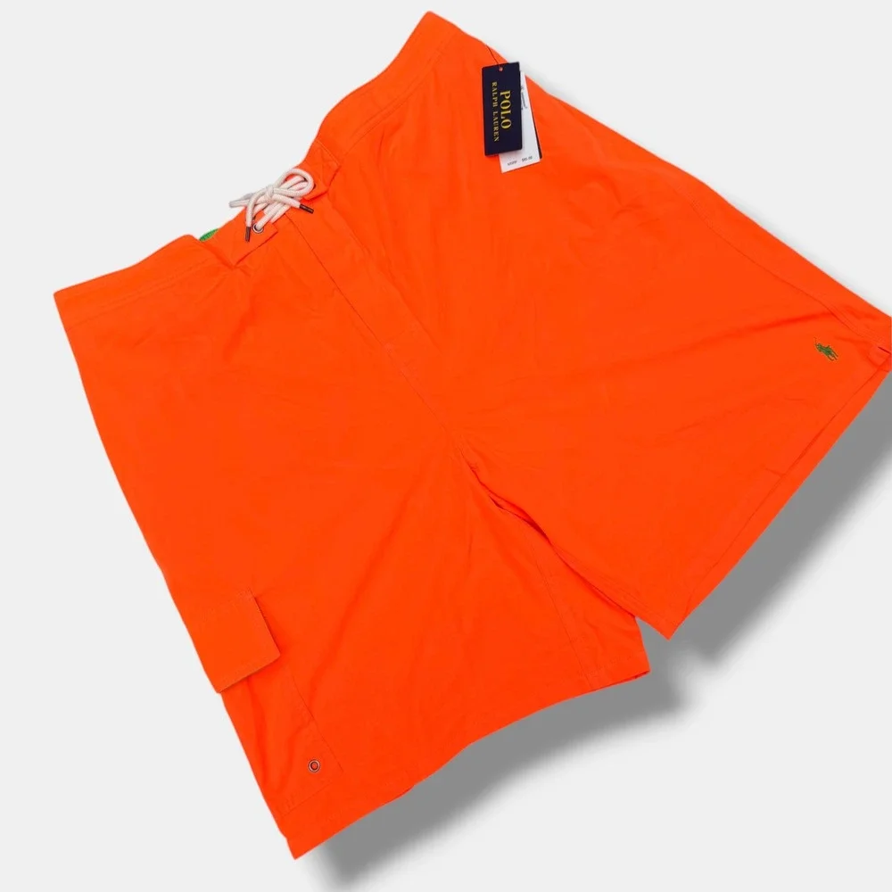Polo Ralph Lauren Swim Trunks Mens 2LT Orange Neon Cargo Classic Fit New